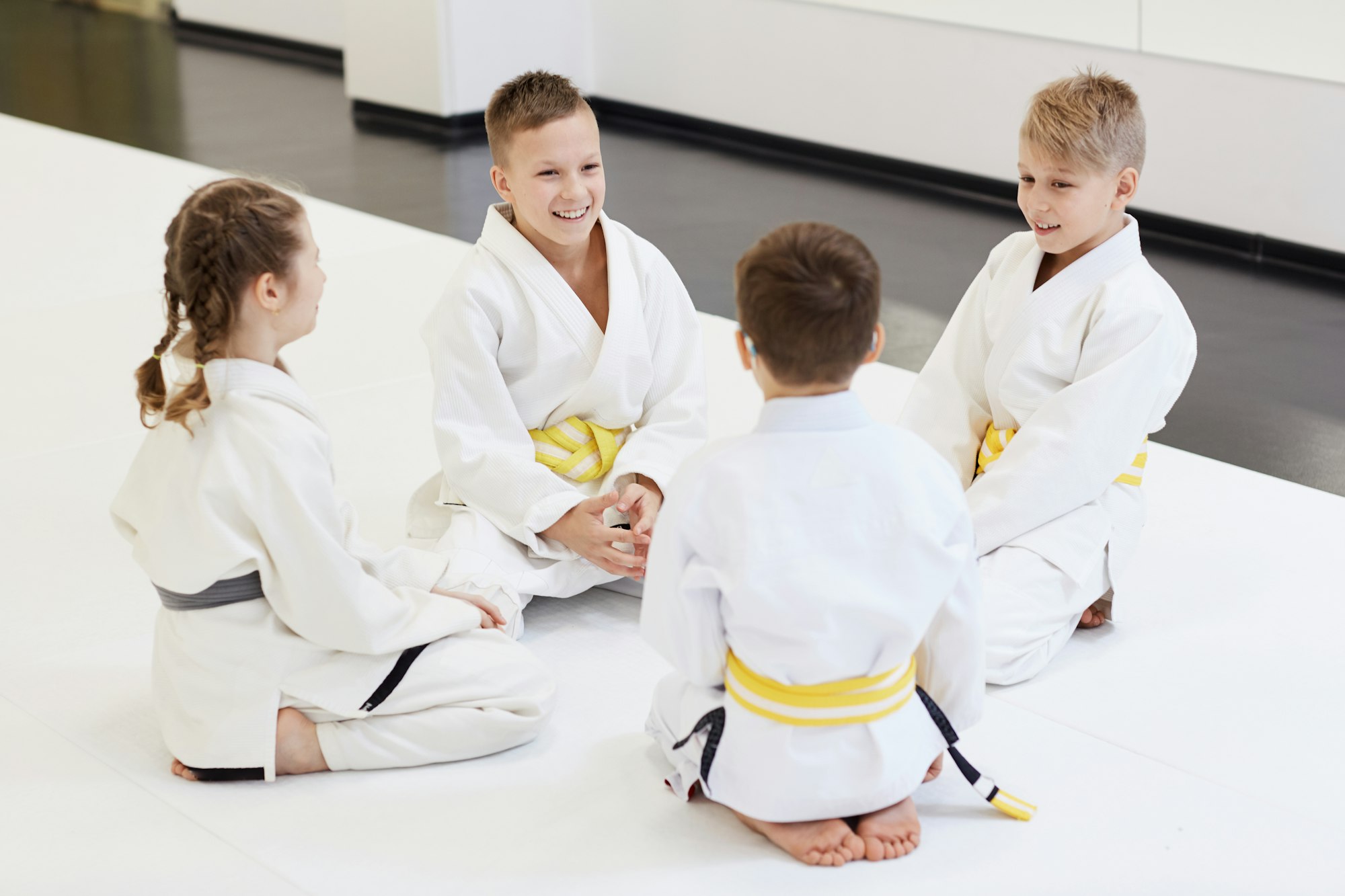 Group of children doing karate